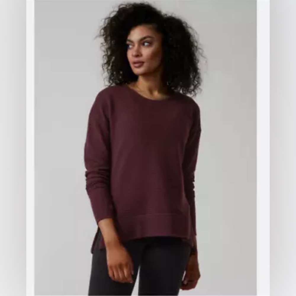 Athleta Coaster Luxe Waffle Sweatshirt in Cabernet Purple